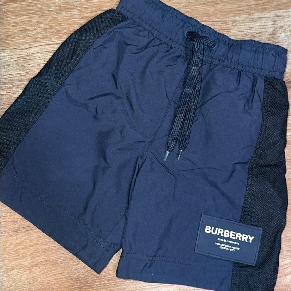 Burberry Navy and Black Elastic Waist Swim Shorts